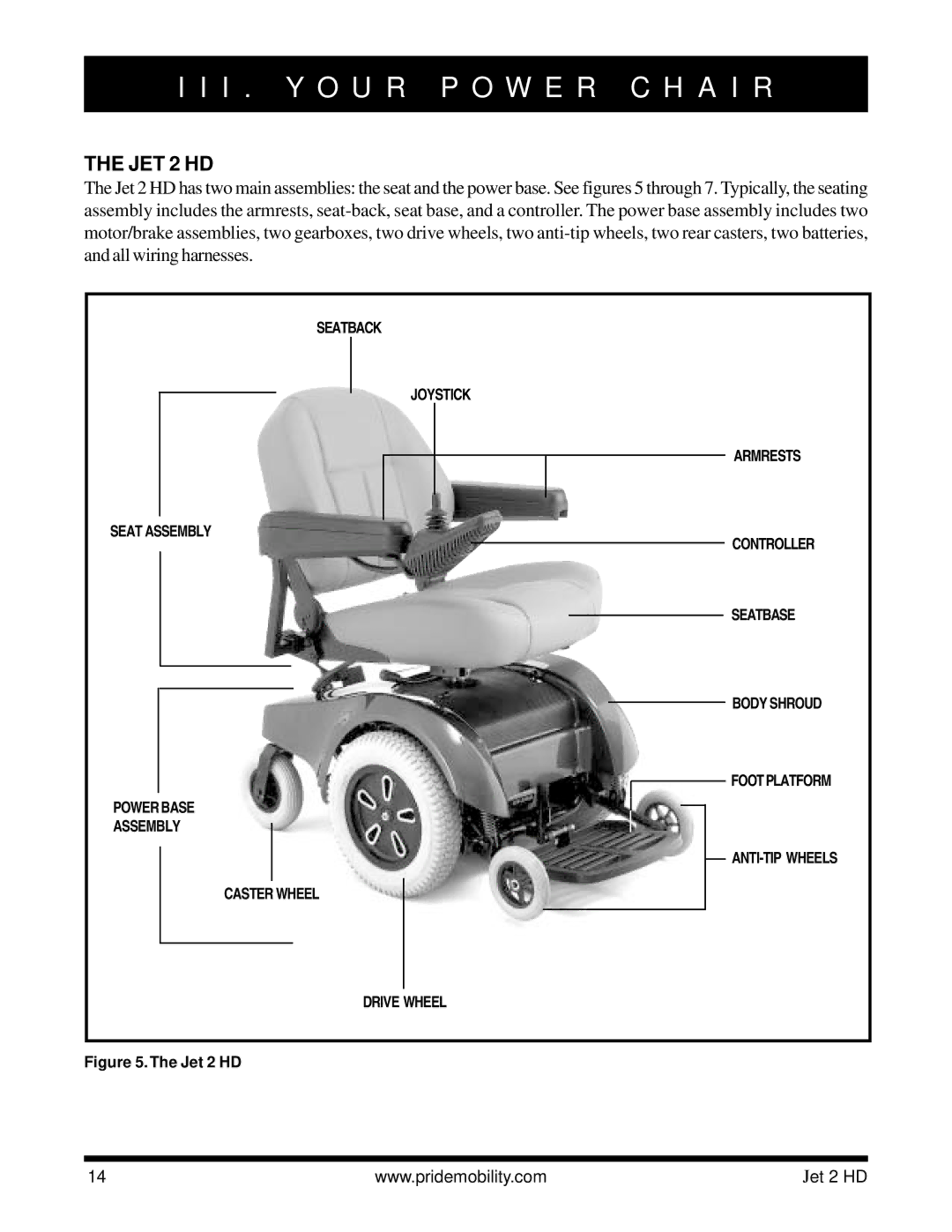 Pride Mobility Jet2HD owner manual I . Y O U R P O W E R C H a I R, JET 2 HD 