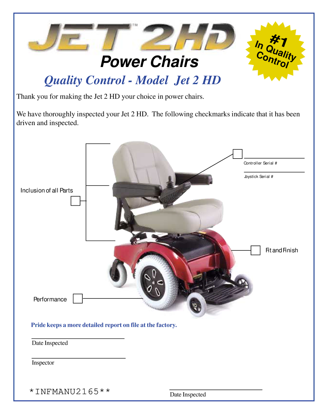 Pride Mobility Jet2HD owner manual Power Chairs 