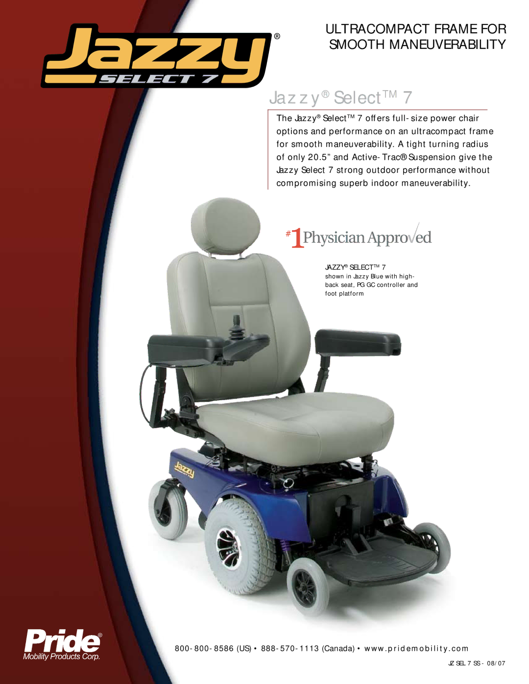 Pride Mobility JZ SEL 7 SS manual Jazzy SelectTM 