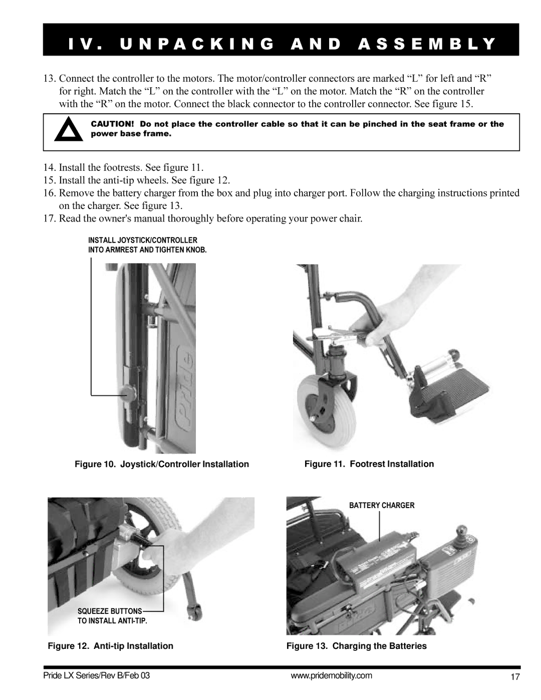 Pride Mobility LX10, LX12, LX11 owner manual Joystick/Controller Installation 