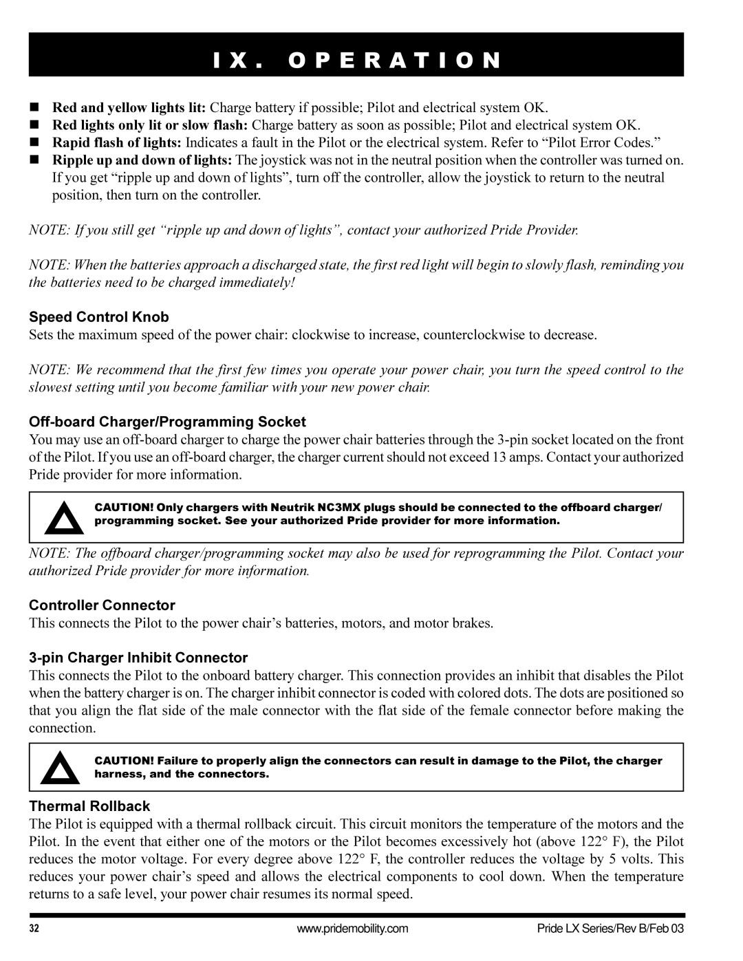 Pride Mobility LX10, LX12, LX11 owner manual Speed Control Knob, Controller Connector 