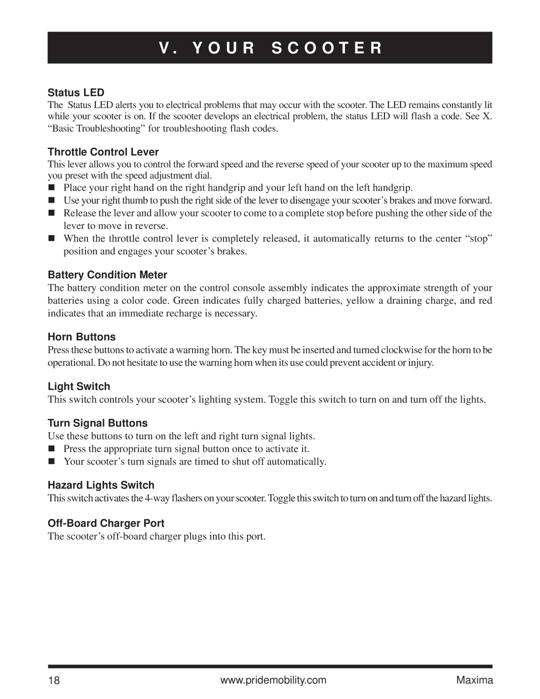 Pride Mobility Maxima owner manual Off-Board Charger Port 