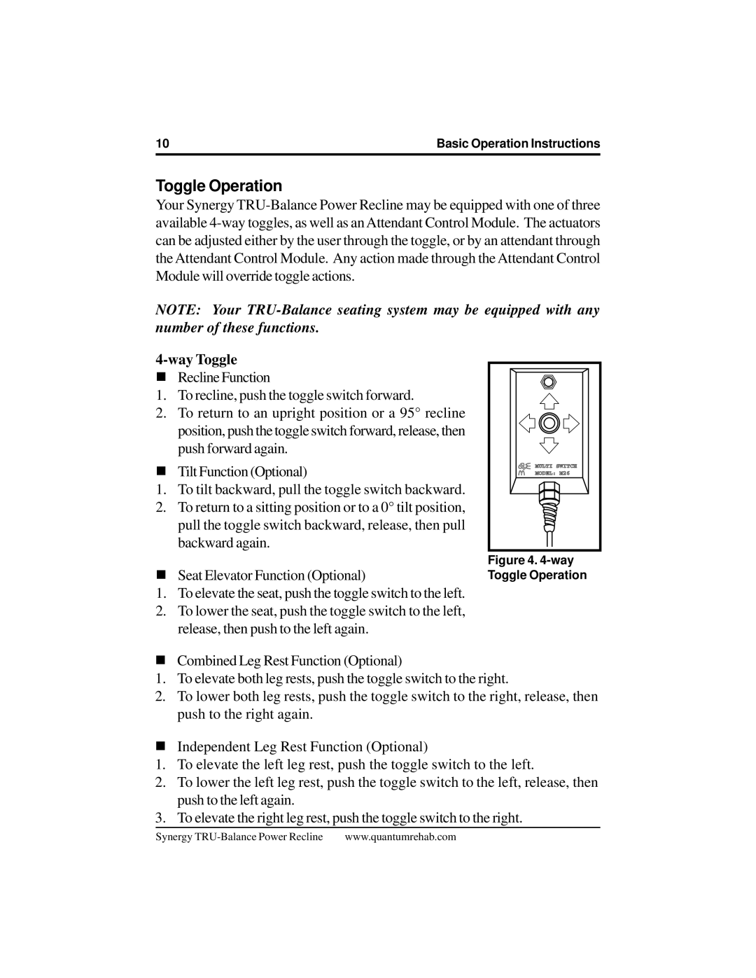 Pride Mobility Mobility Power Chair manual Toggle Operation, Way Toggle 