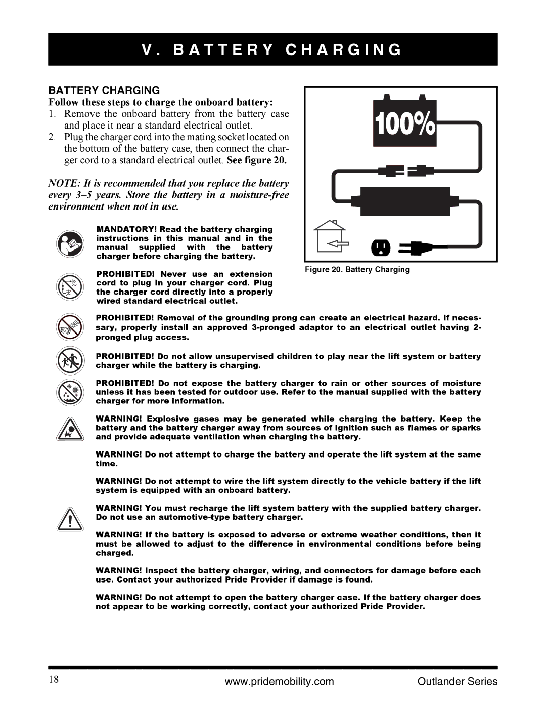 Pride Mobility Outlander XL, Outlander DE, Outlander LP manual A T T E R Y C H a R G I N G, Battery Charging 