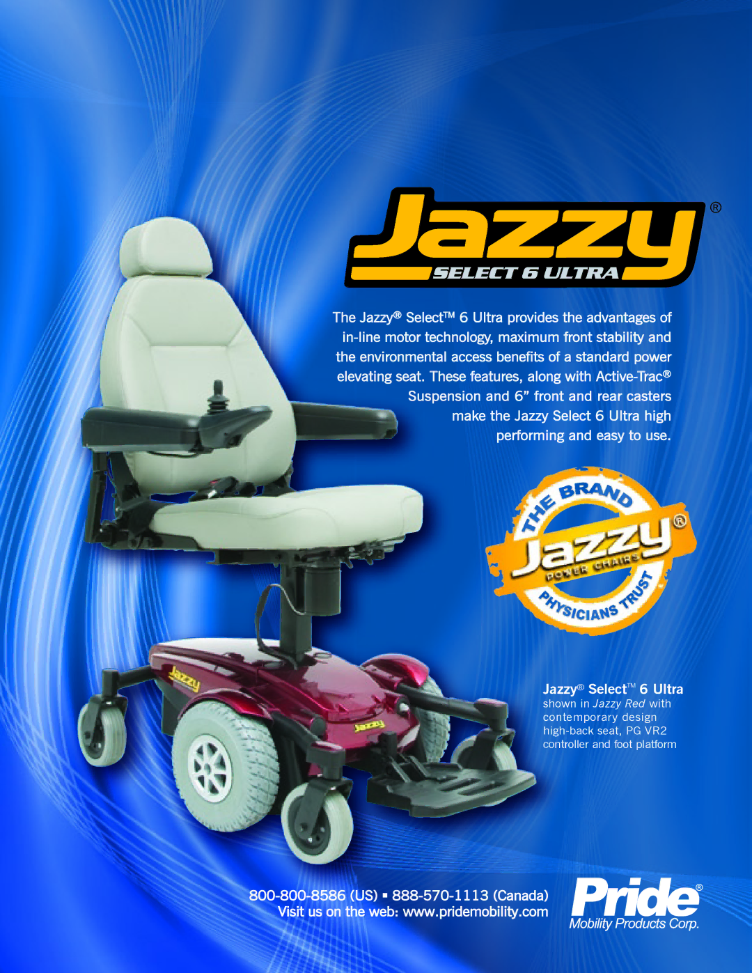 Pride Mobility PG VR2 manual Jazzy SelectTM 6 Ultra 