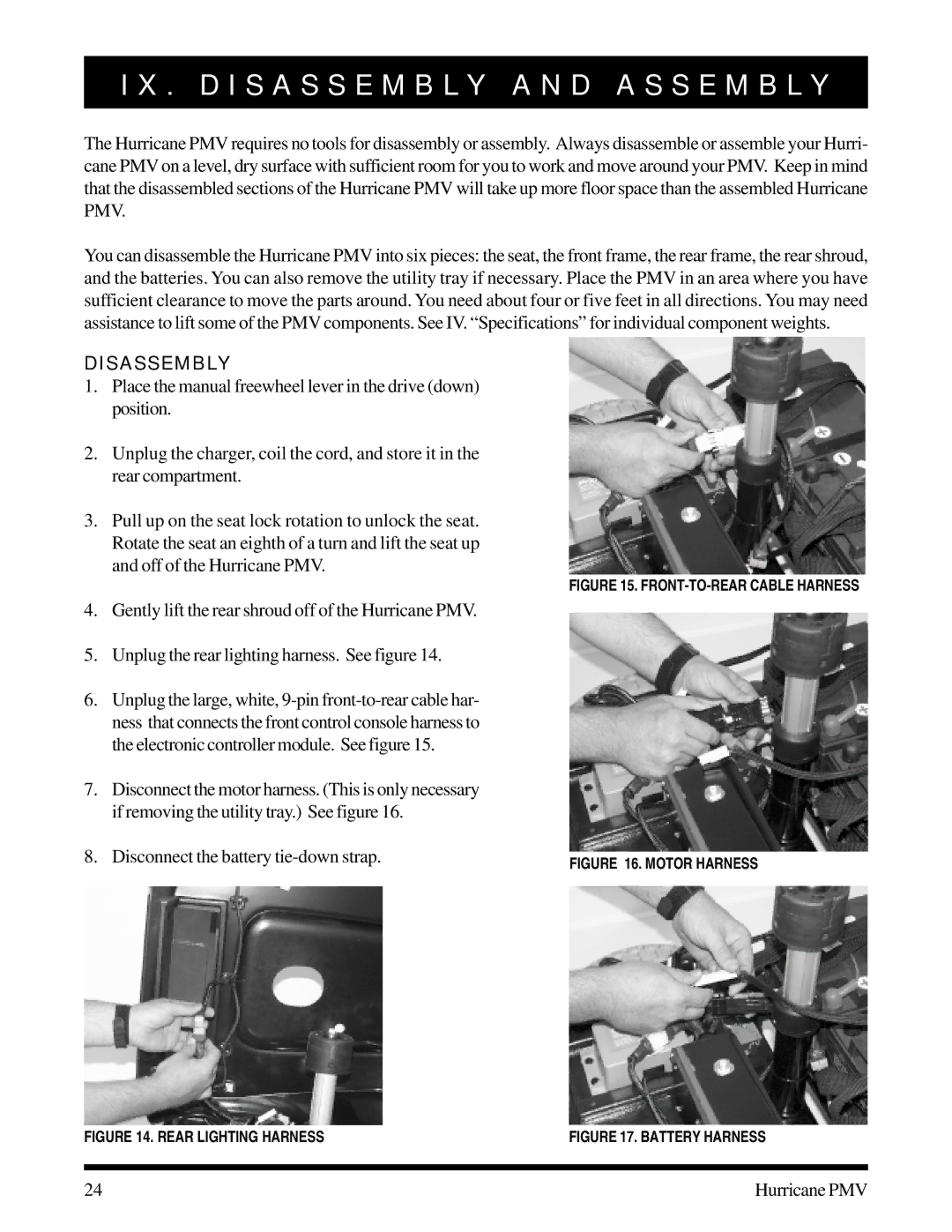 Pride Mobility PMV-502, PMV-505, PMV-500, PMV-503, PMV-501 manual D I S a S S E M B L Y a N D a S S E M B L Y, Disassembly 