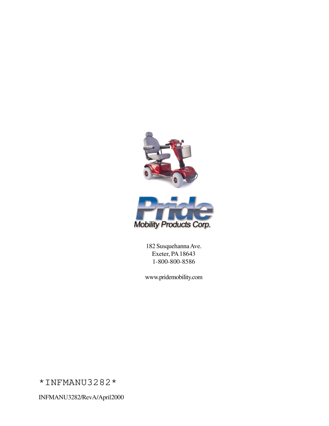 Pride Mobility PMV-505, PMV-500, PMV-503, PMV-501, PMV-502 manual INFMANU3282 