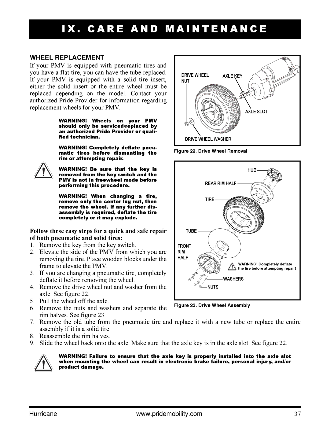 Pride Mobility PMV5001 Wheel Replacement, If your PMV is equipped with a solid tire insert, Both pneumatic and solid tires 