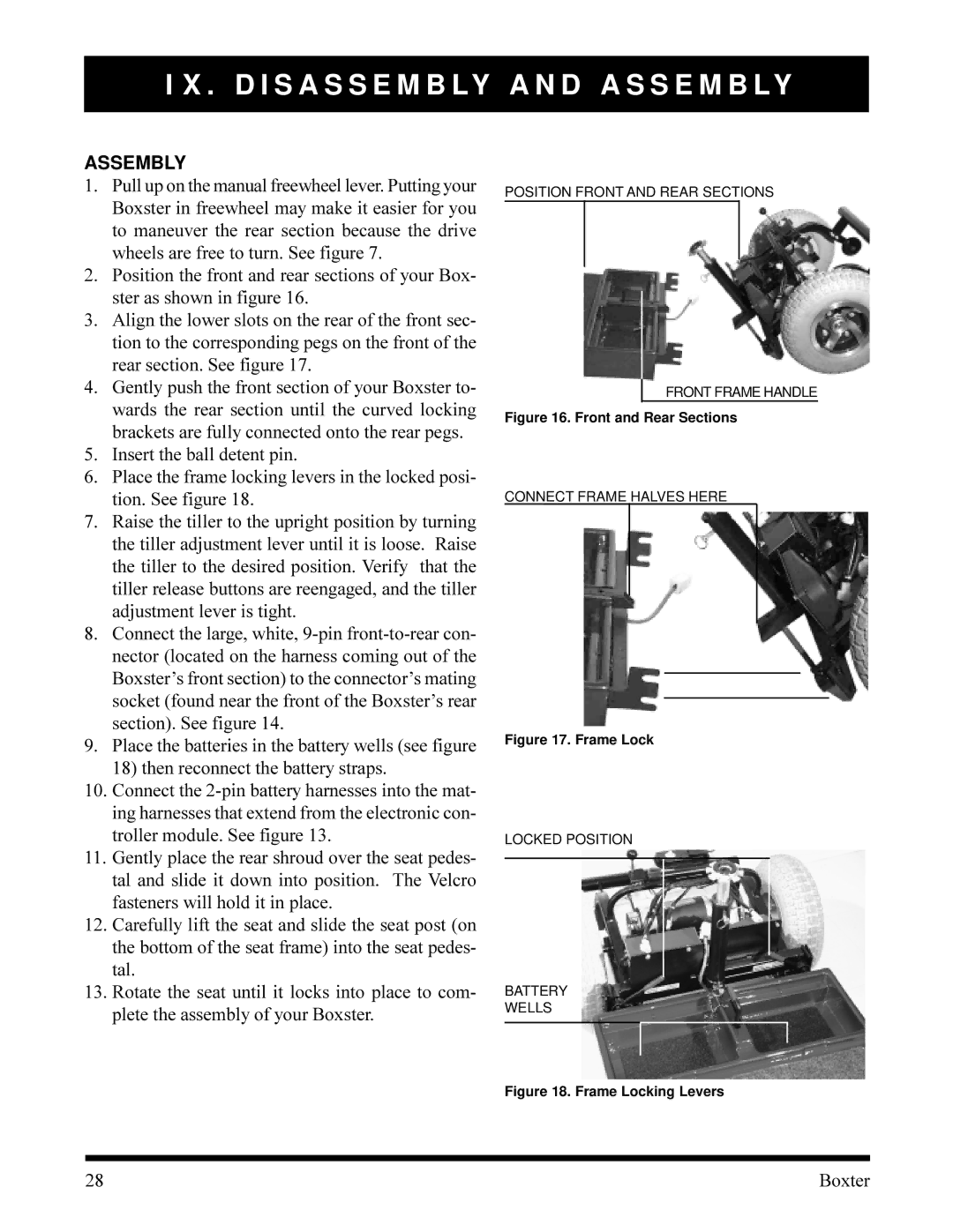 Pride Mobility PMV520VBLU, PMV520OBLK, PMV520HGRN, PMV520CRED owner manual D I S a S S E M B LY a N D a S S E M B LY, Assembly 