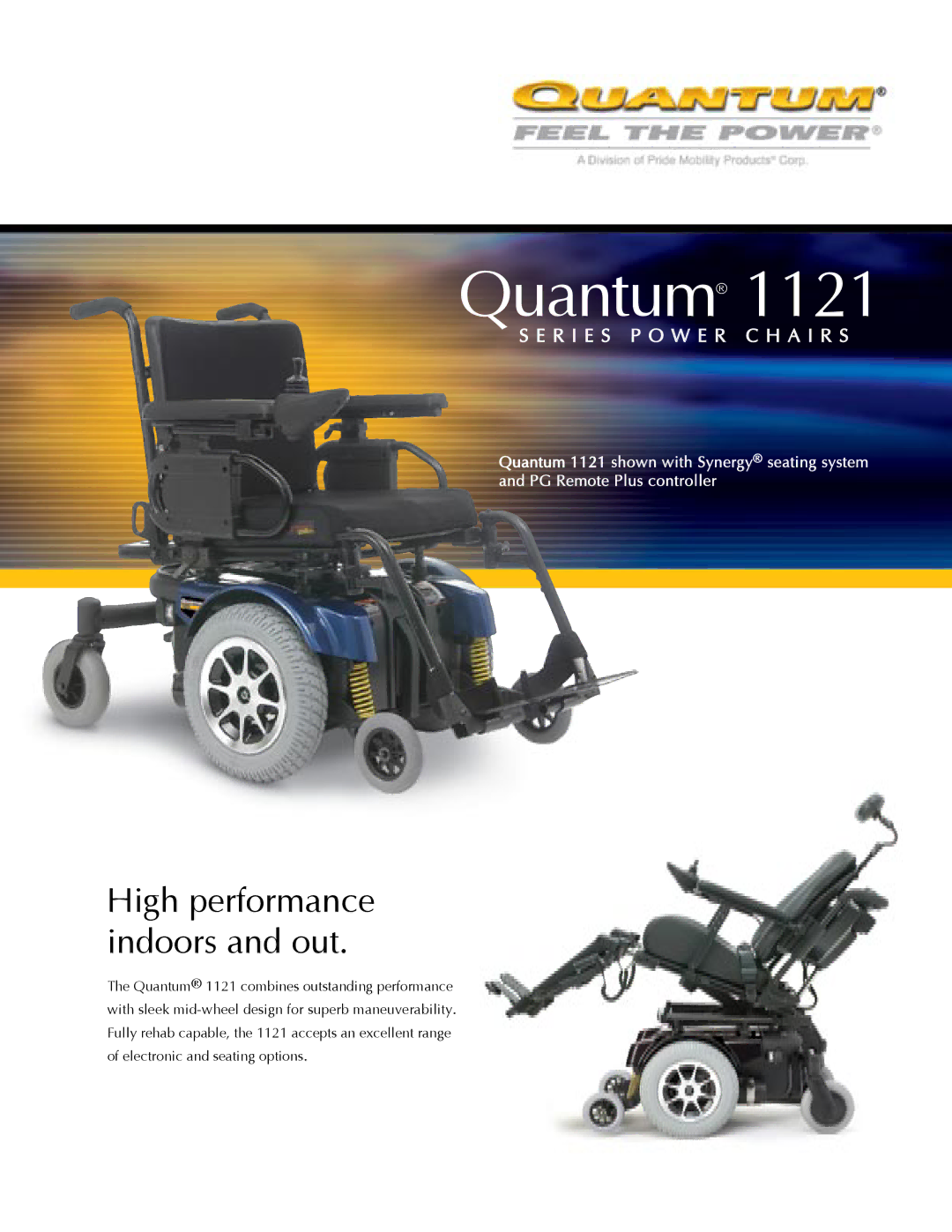 Pride Mobility Quantum 1121 manual High performance indoors and out 