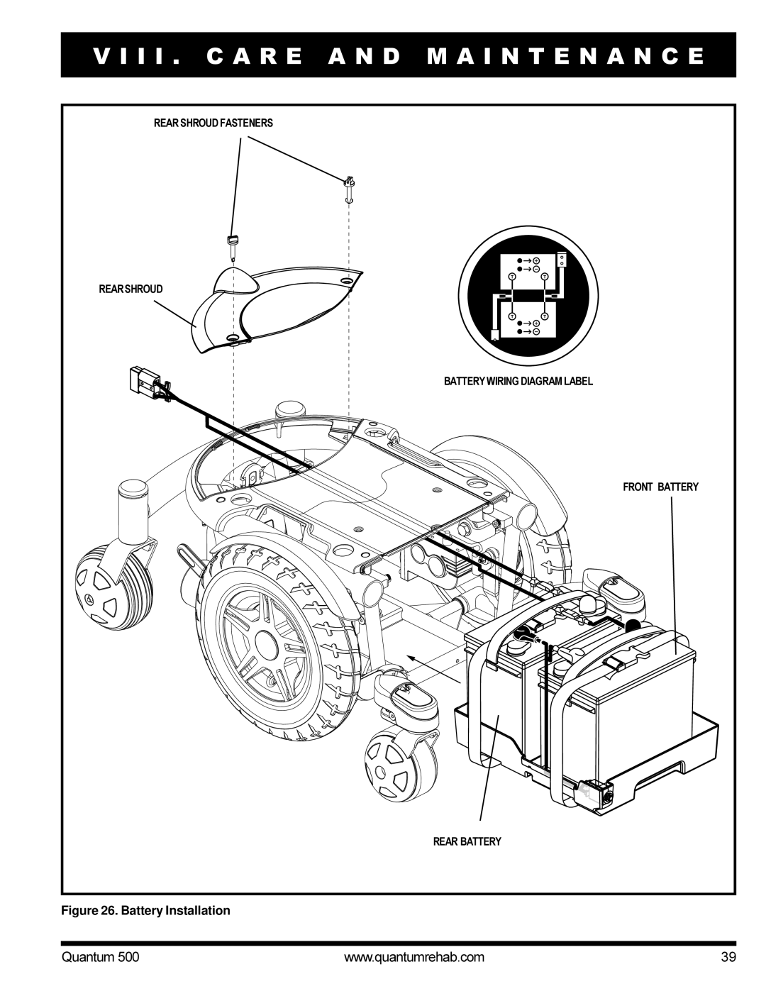 Pride Mobility Quantum 500 manual Battery Installation 