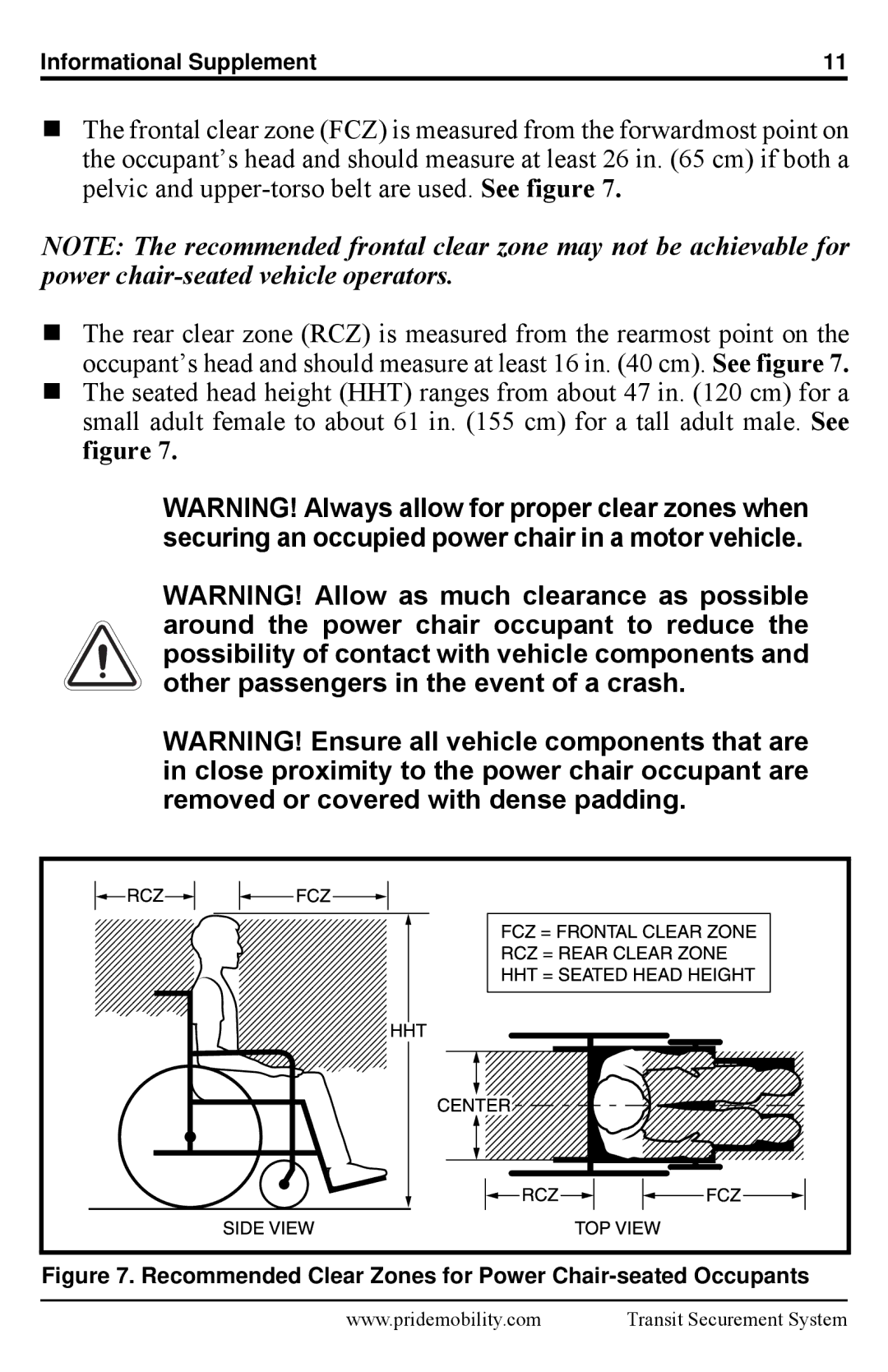 Pride Mobility Quantum 6000Z, Q6 Edge manual Recommended Clear Zones for Power Chair-seated Occupants 