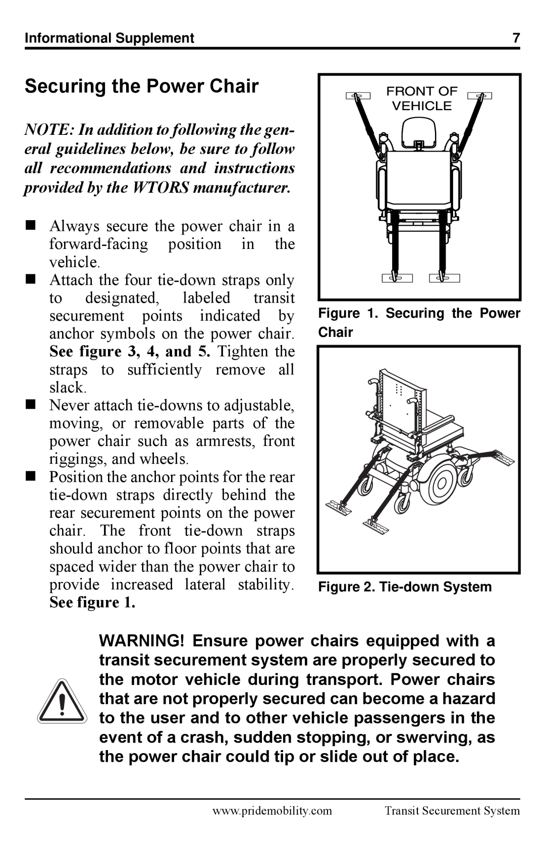 Pride Mobility Q6 Edge, Quantum 6000Z manual Securing the Power Chair, See figure 