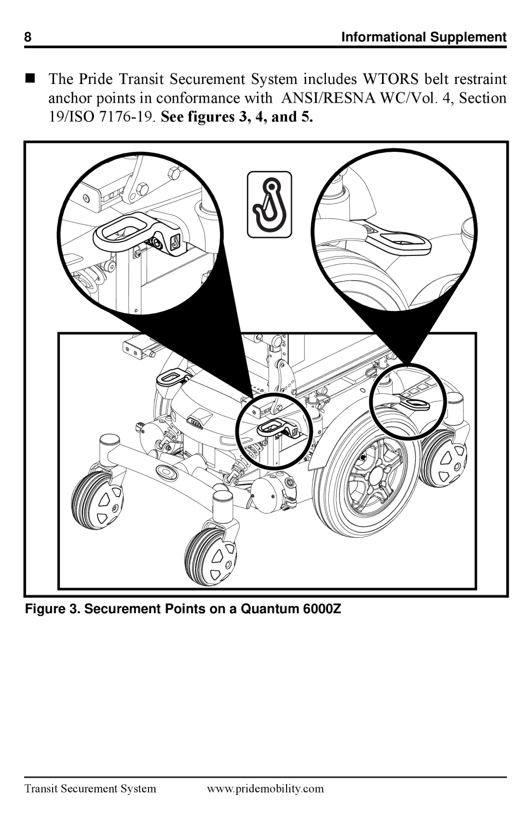 Pride Mobility Q6 Edge manual Securement Points on a Quantum 6000Z 