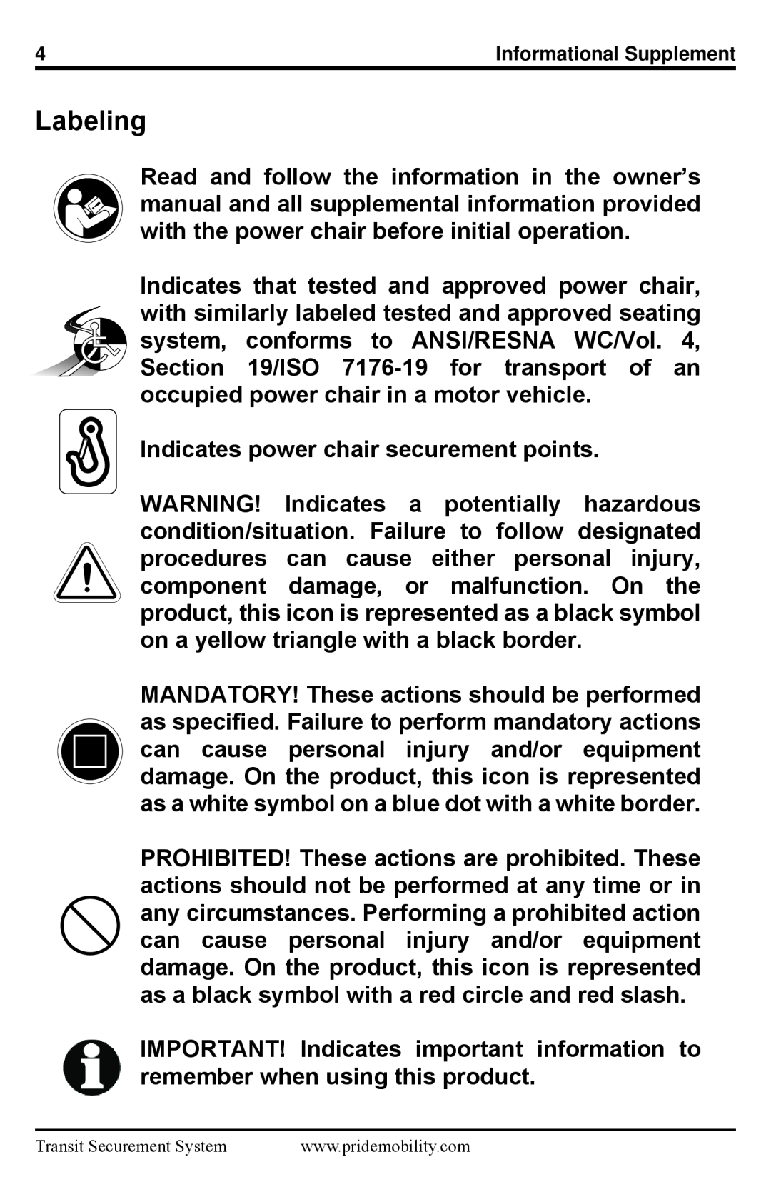 Pride Mobility Q6 Edge, Quantum 6000Z manual Labeling 