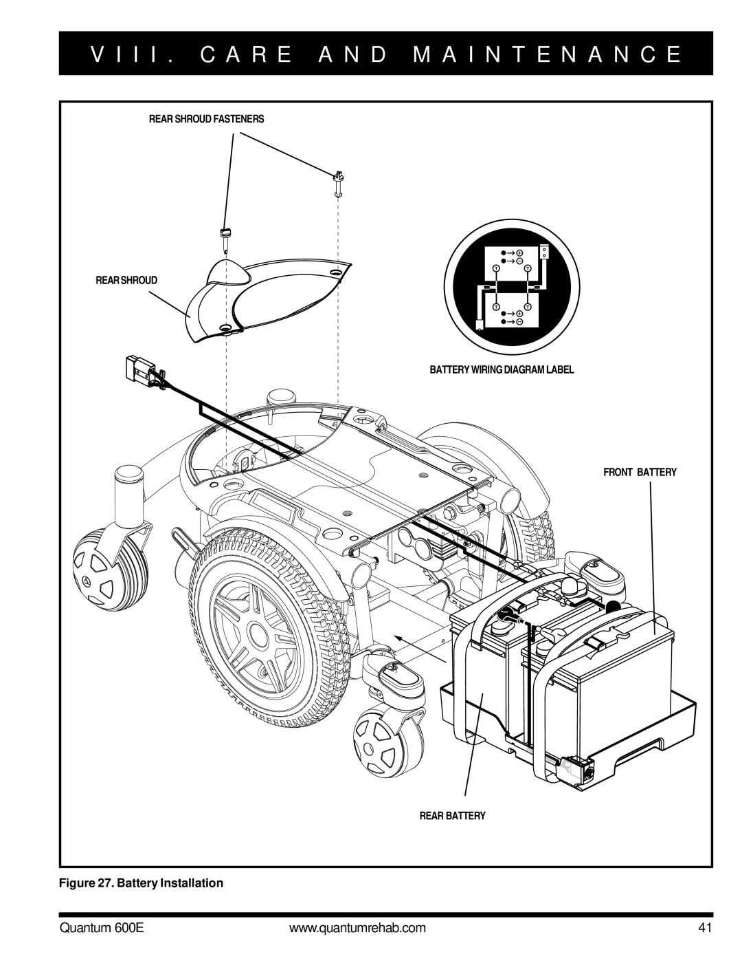 Pride Mobility QUANTUM 600E owner manual Battery Installation 