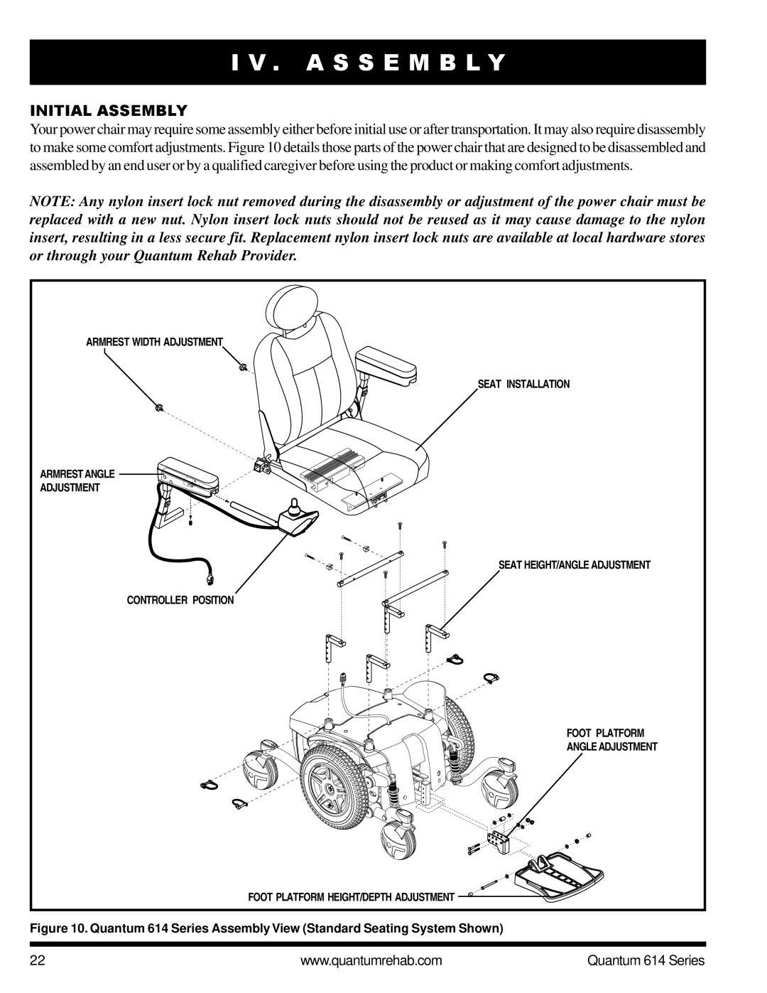 Pride Mobility Quantum 614 3MP, Quantum 614 3SP manual A S S E M B L Y, Initial Assembly 