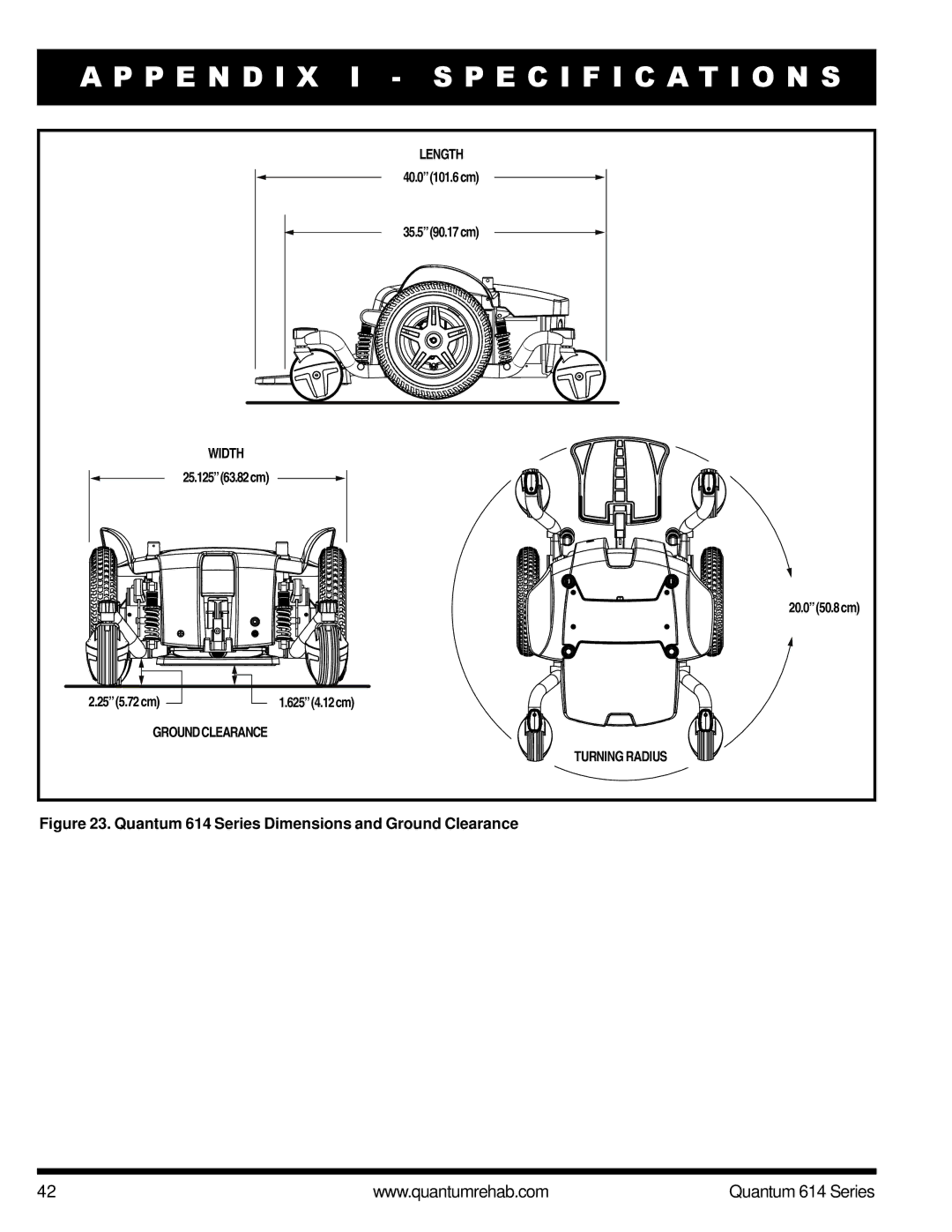 Pride Mobility Quantum 614 3MP, Quantum 614 3SP manual P E N D I X I Specification S 