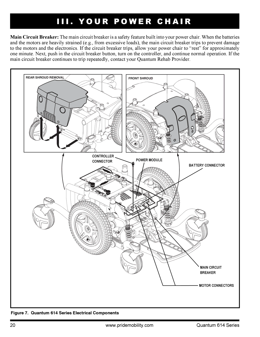 Pride Mobility 614 3MP, 614 3SP manual Quantum 614 Series Electrical Components 