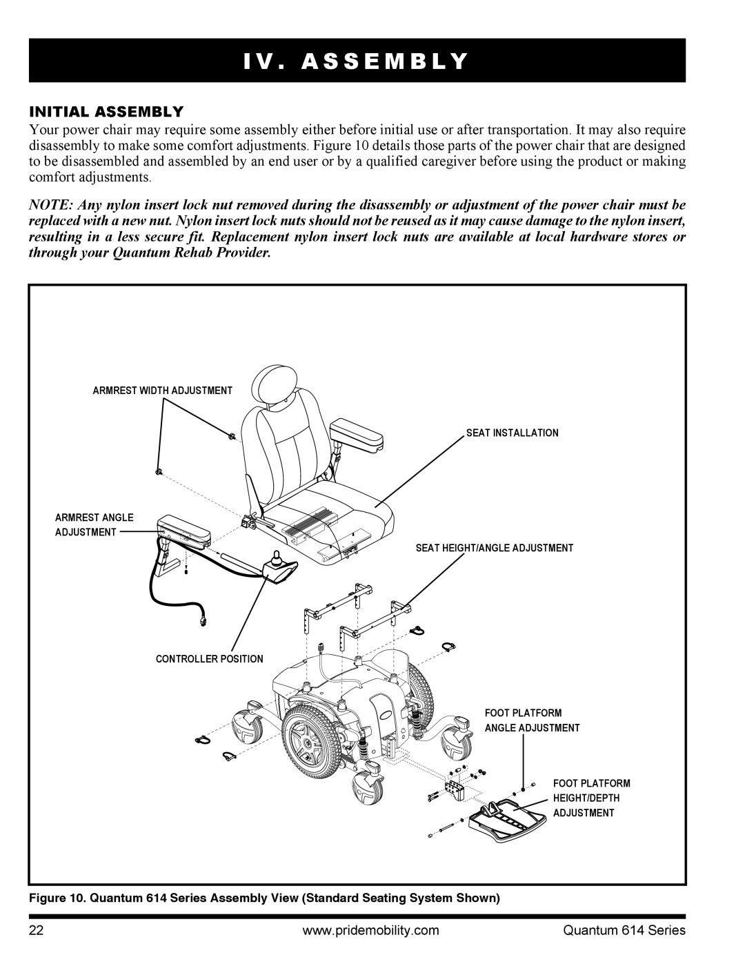 Pride Mobility 614 3MP, Quantum 614, 614 3SP manual A S S E M B L Y, Initial Assembly 