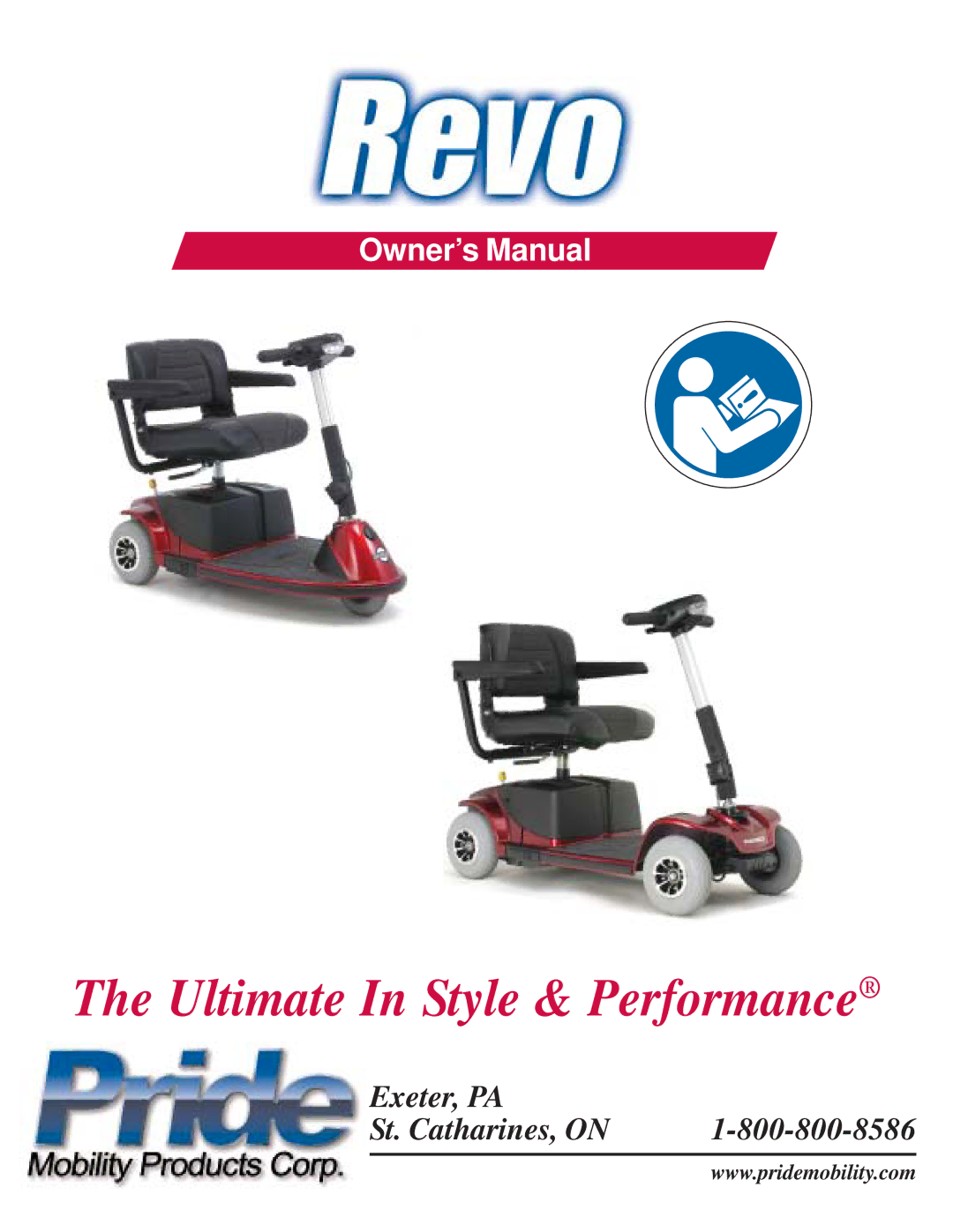 Pride Mobility Revo owner manual Ultimate In Style & Performance 