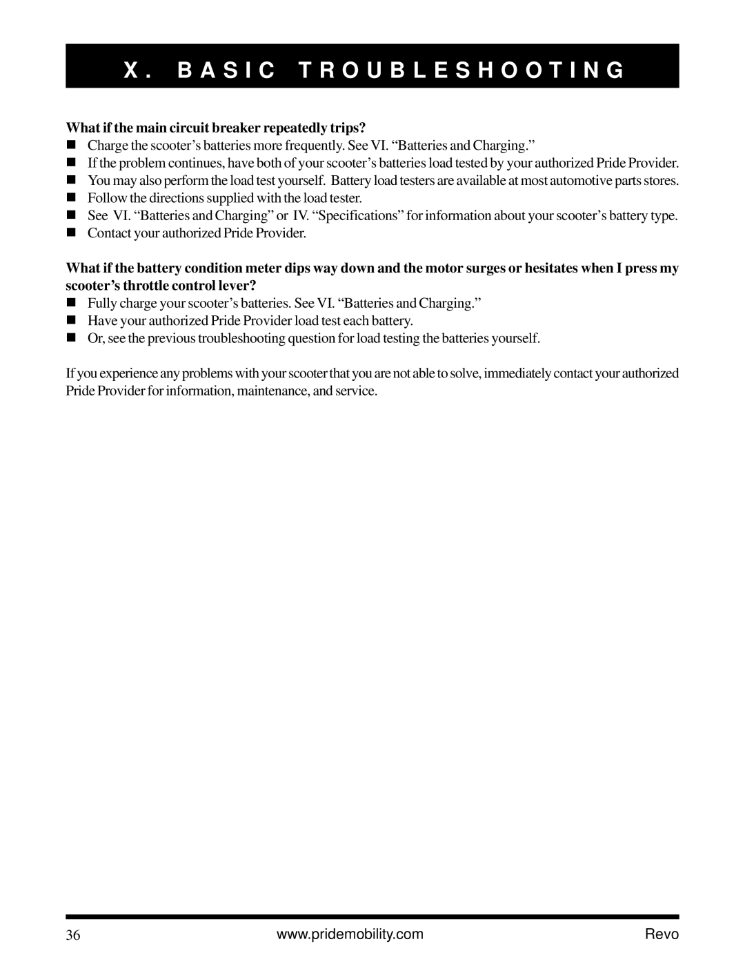 Pride Mobility Revo owner manual What if the main circuit breaker repeatedly trips? 