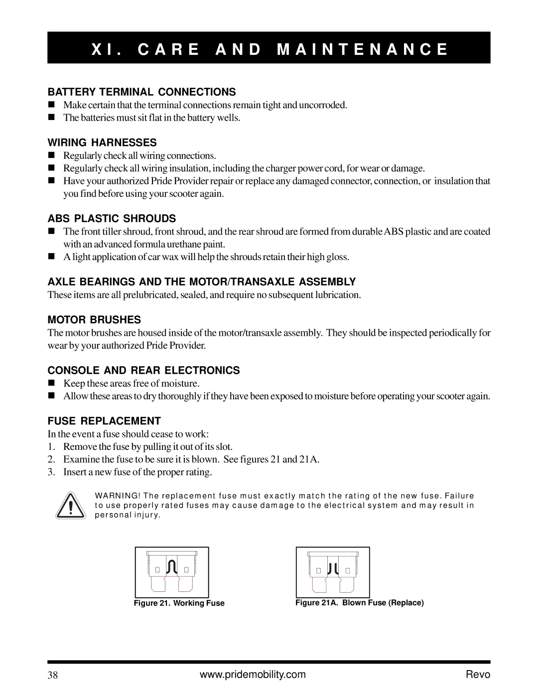 Pride Mobility Revo Battery Terminal Connections, Wiring Harnesses, ABS Plastic Shrouds, Motor Brushes, Fuse Replacement 