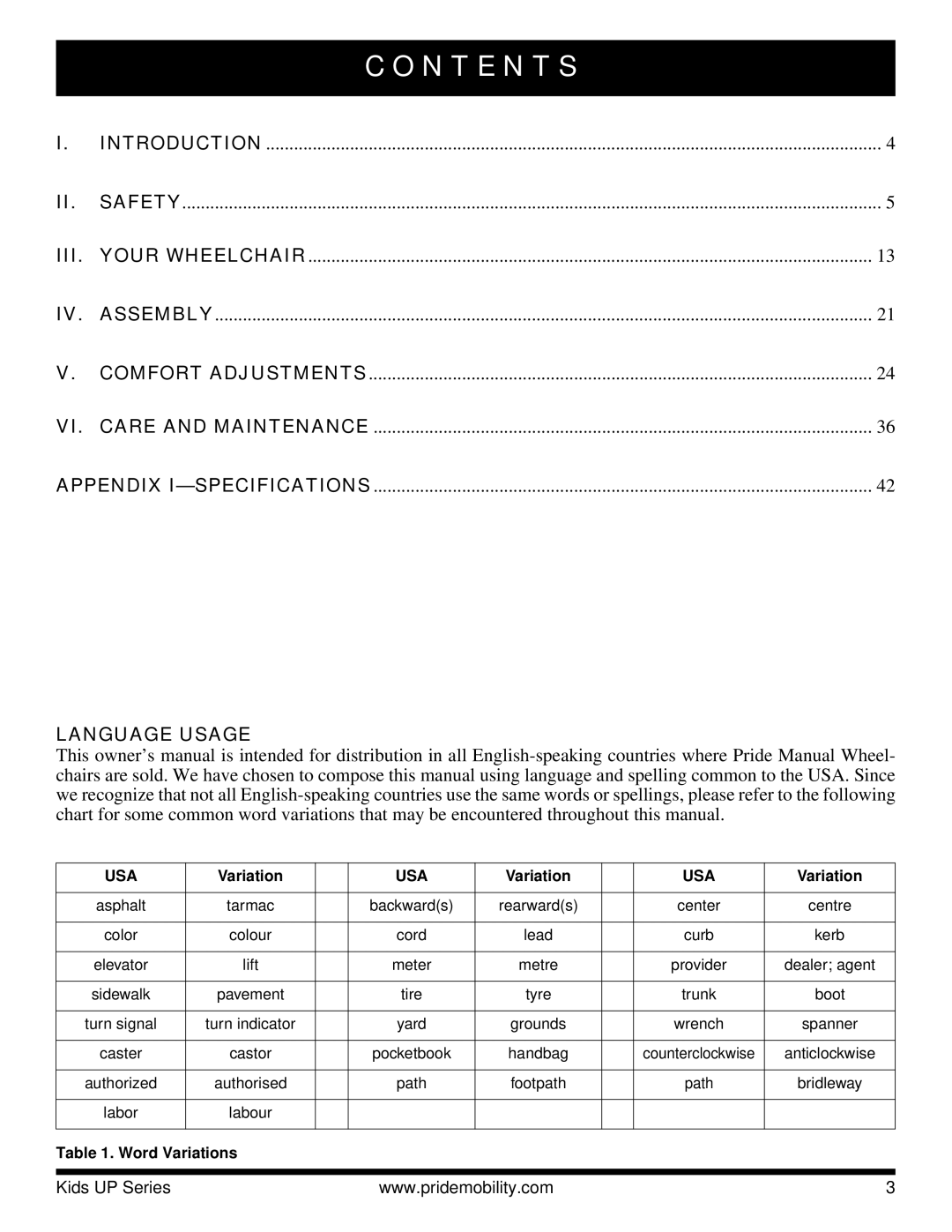 Pride Mobility Rock 3, Fast, Rock 2 manual Iii, Language Usage 