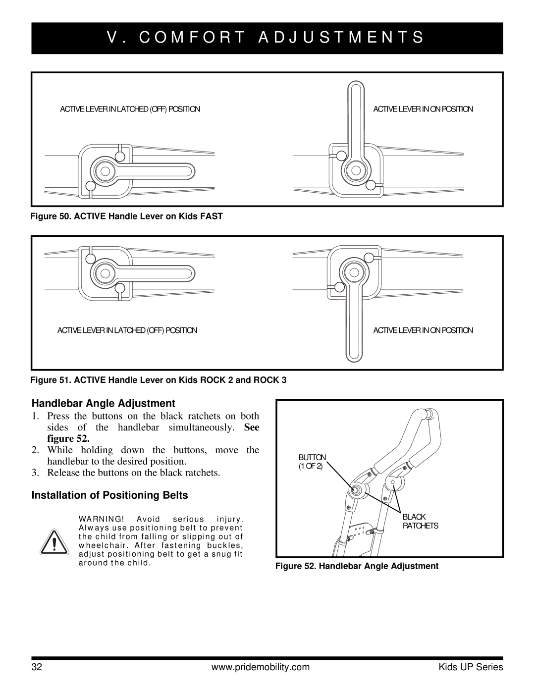 Pride Mobility Rock 2, Rock 3, Fast manual Handlebar Angle Adjustment, Installation of Positioning Belts 