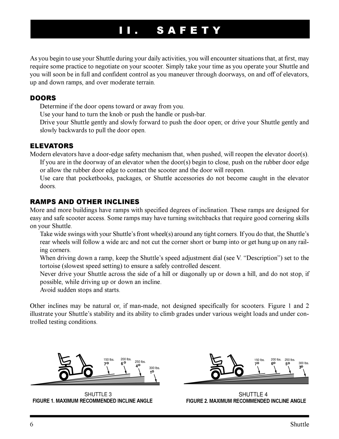 Pride Mobility SC140, SC100 manual S a F E T Y, Doors, Elevators, Ramps and Other Inclines 