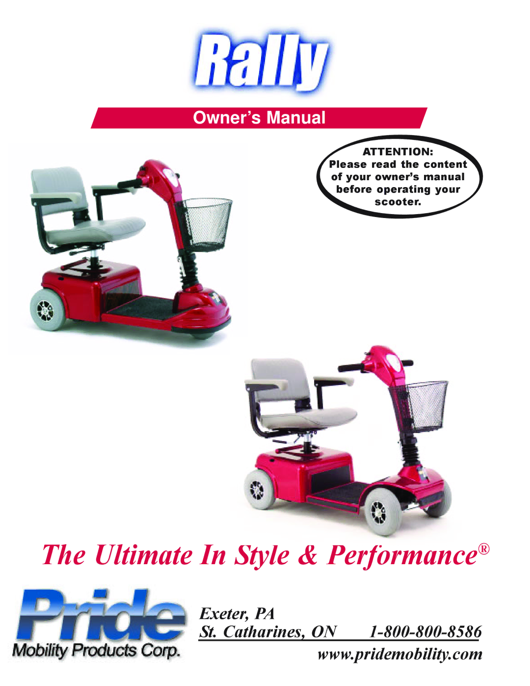 Pride Mobility SC155, SC151 owner manual Ultimate In Style & Performance 