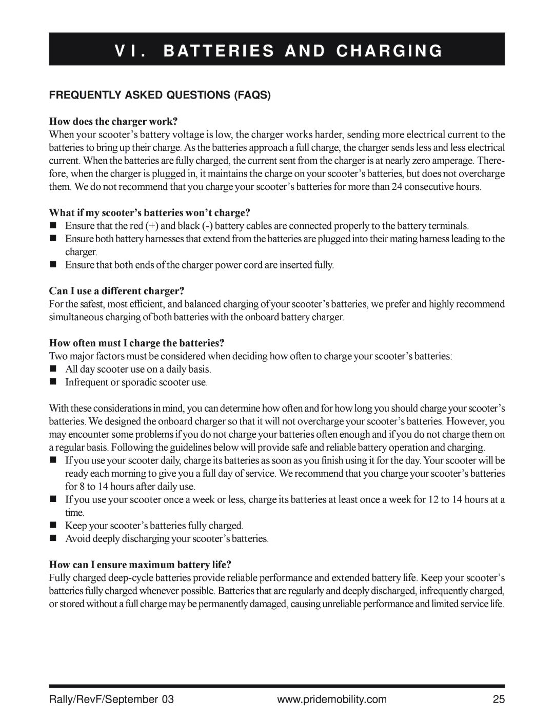 Pride Mobility SC155, SC151 owner manual Frequently Asked Questions Faqs, How does the charger work? 