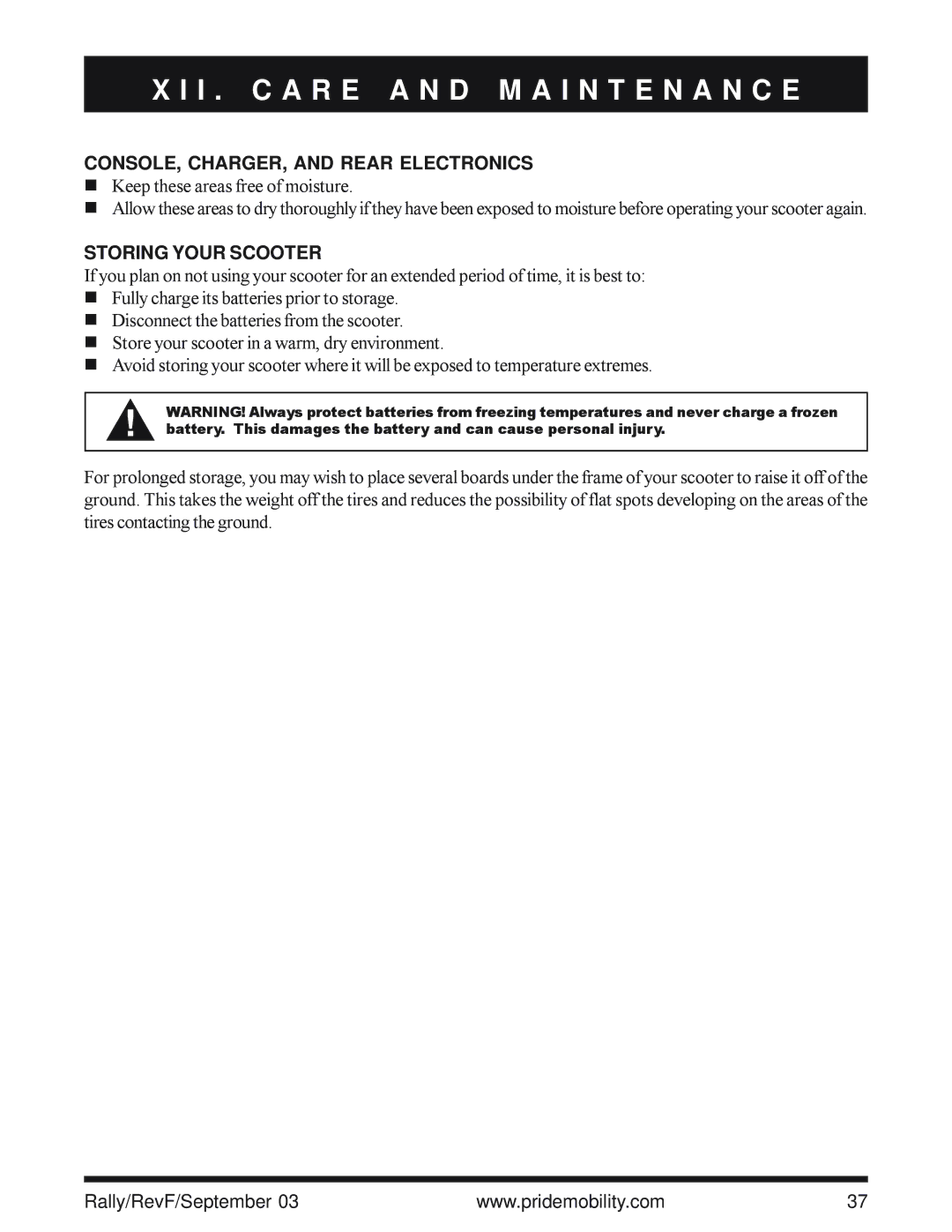 Pride Mobility SC155, SC151 owner manual CONSOLE, CHARGER, and Rear Electronics, Storing Your Scooter 