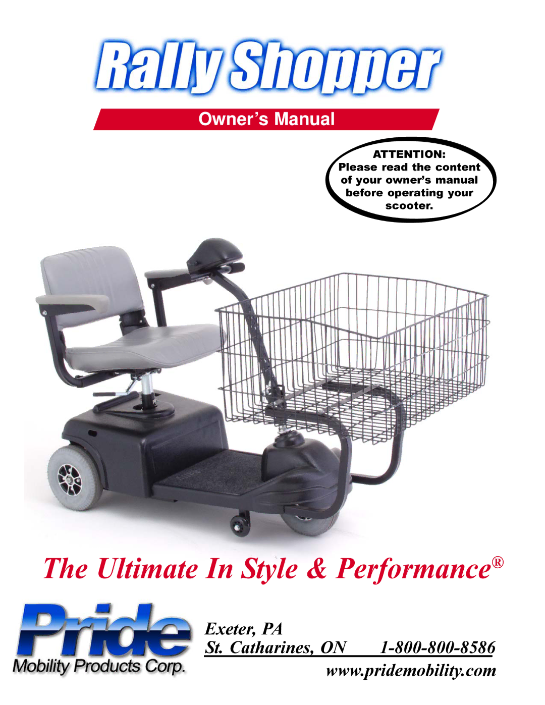 Pride Mobility SC151SHP owner manual Ultimate In Style & Performance 