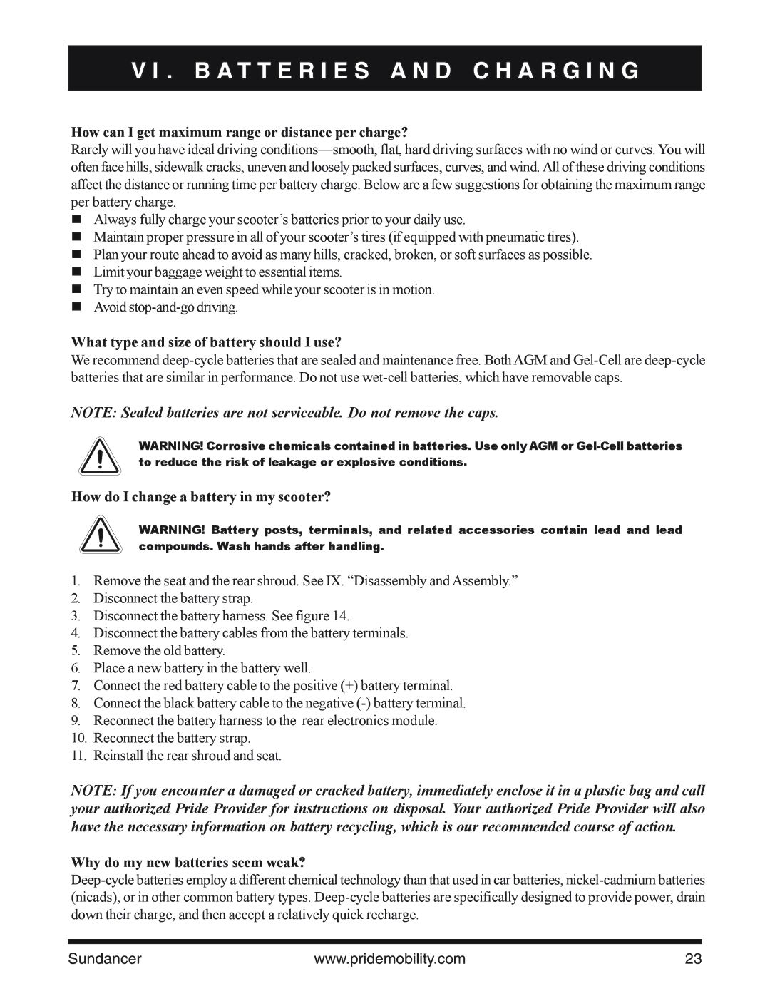 Pride Mobility SC2000PS owner manual What type and size of battery should I use?, How do I change a battery in my scooter? 