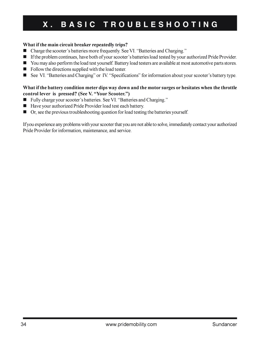 Pride Mobility SC2000PS owner manual What if the main circuit breaker repeatedly trips? 