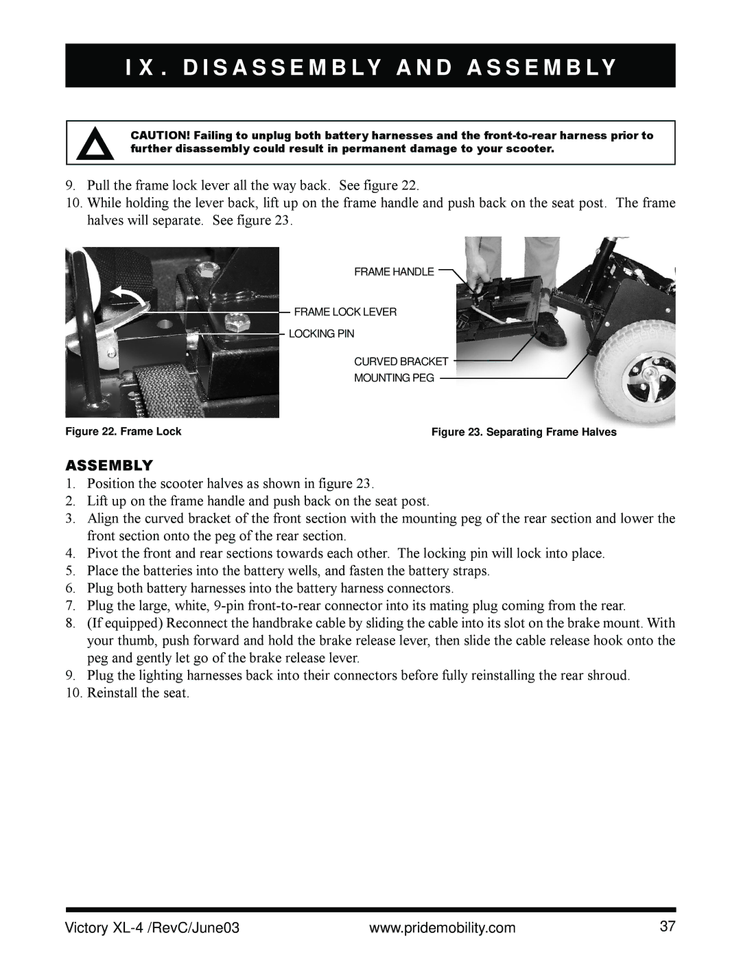 Pride Mobility SC2700 owner manual Assembly 