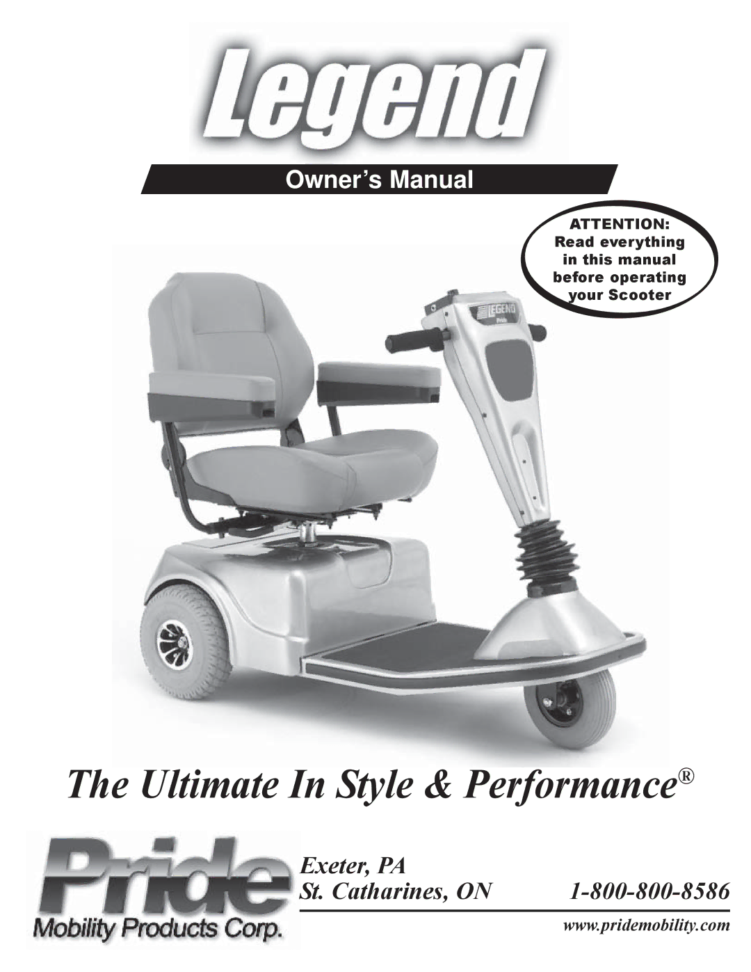 Pride Mobility SC300, SC340 owner manual Ultimate In Style & Performance 