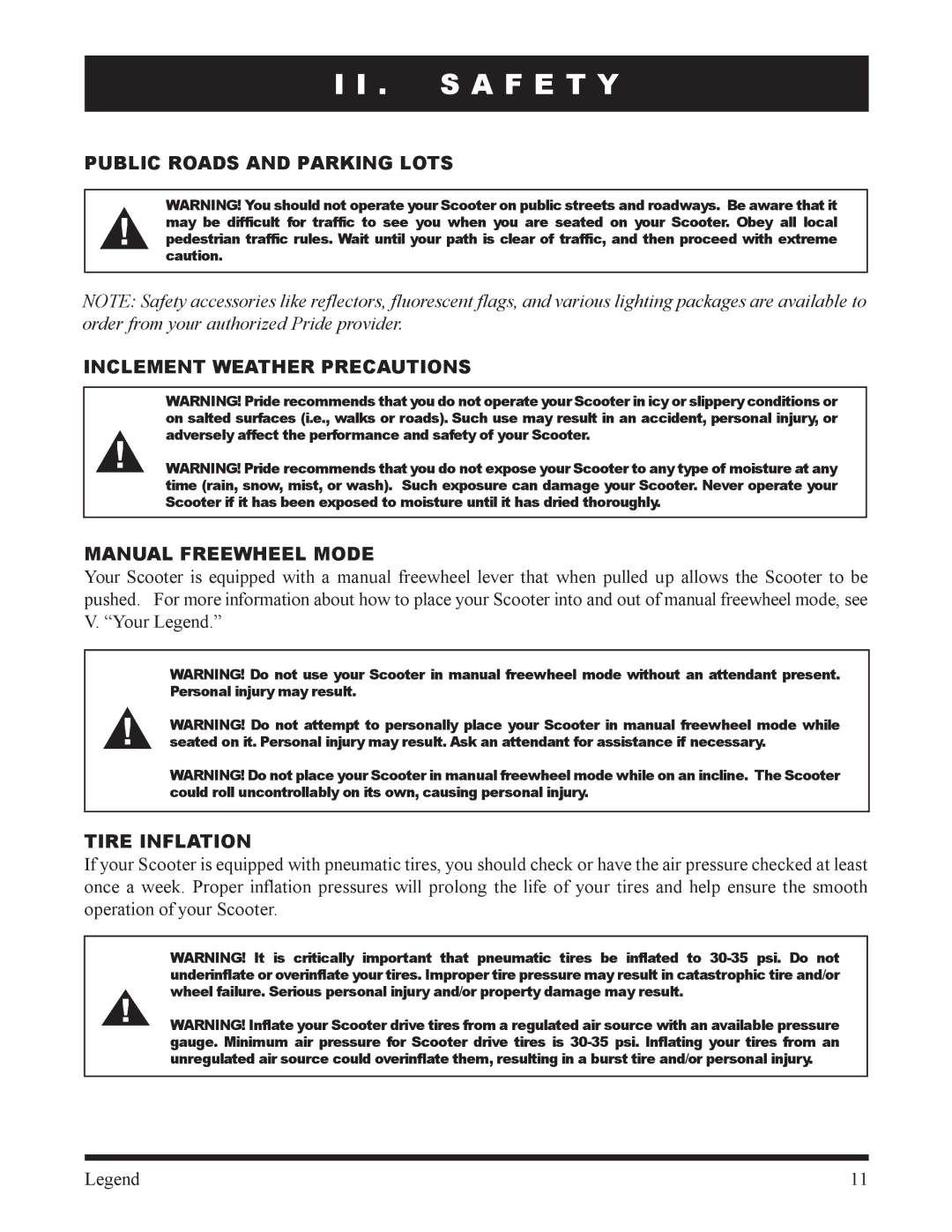 Pride Mobility SC300, SC340 owner manual Tire Inflation 