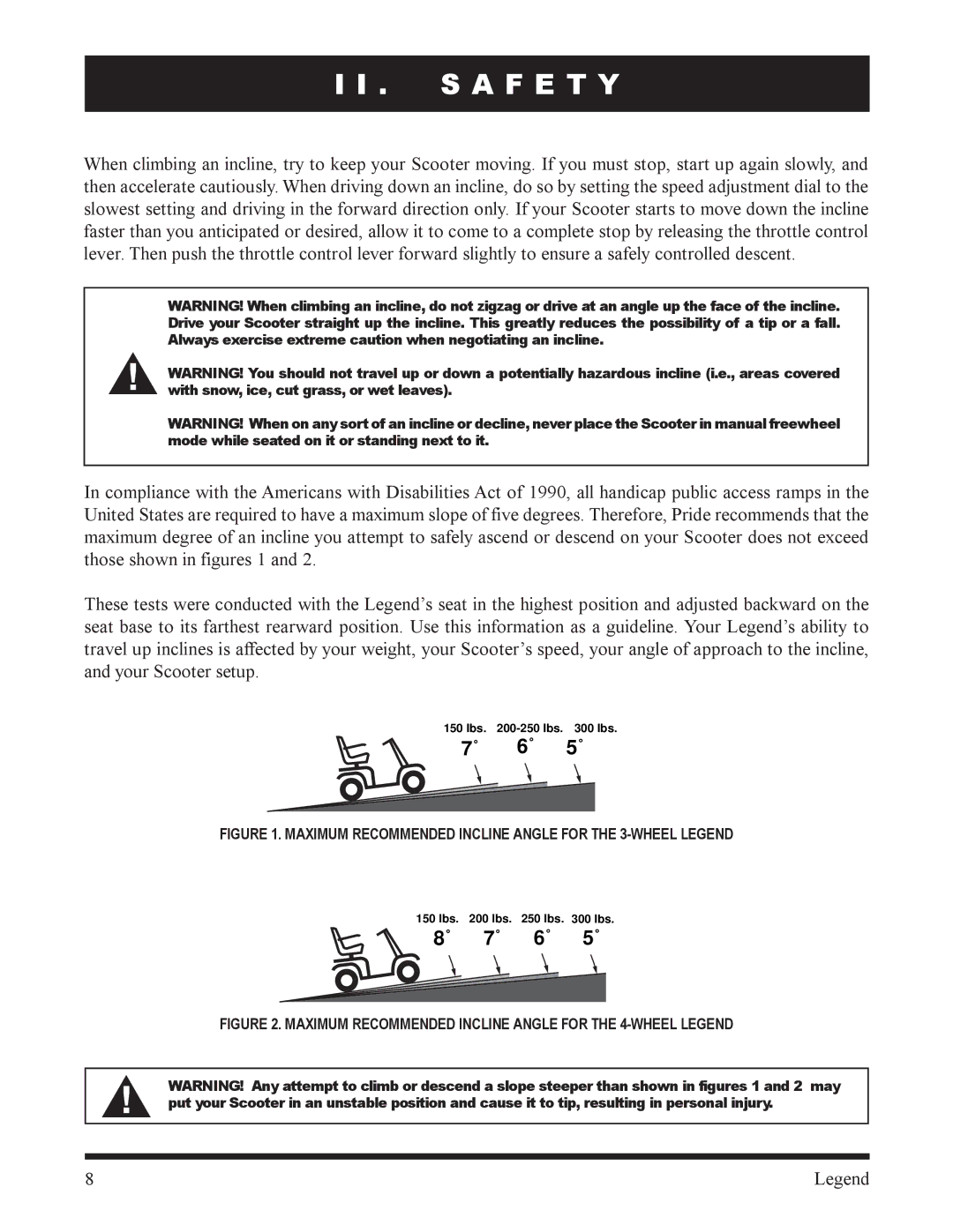 Pride Mobility SC340, SC300 owner manual ˚ 6˚ 5˚ 