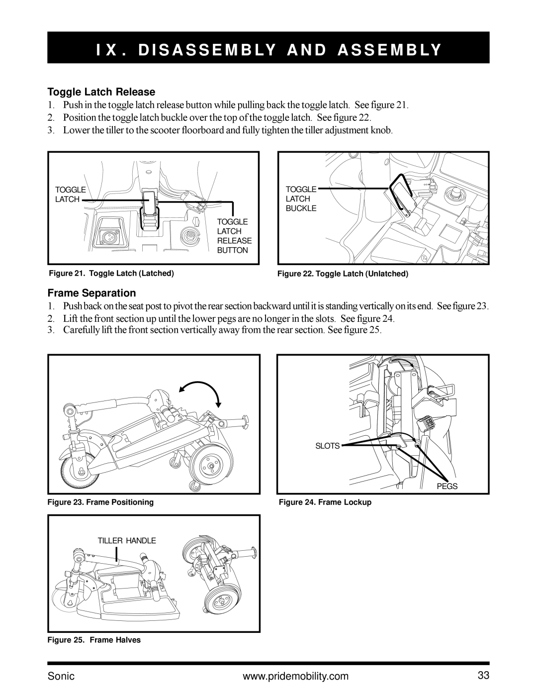 Pride Mobility SC3450 owner manual Toggle Latch Release 