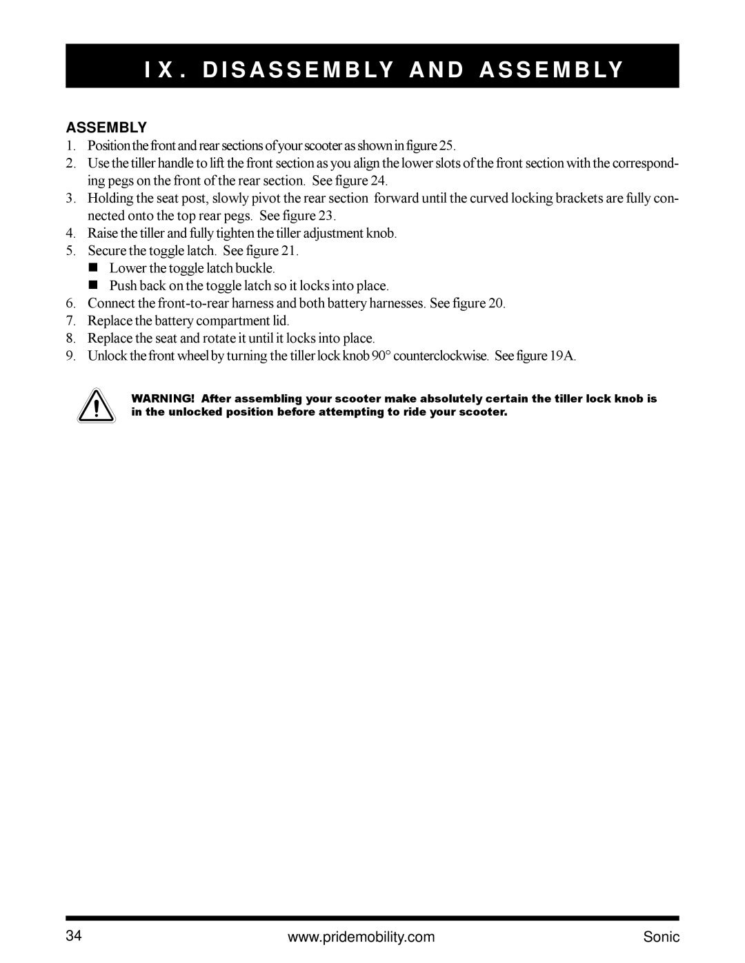 Pride Mobility SC3450 owner manual Assembly 