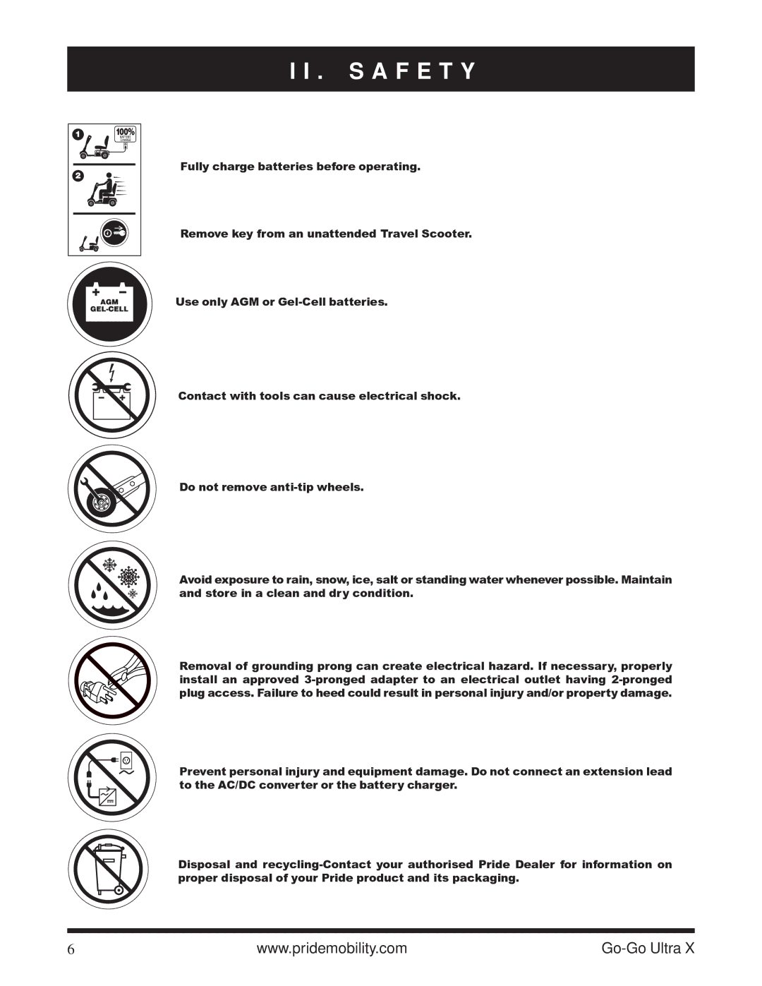 Pride Mobility SC40X owner manual S a F E T Y 