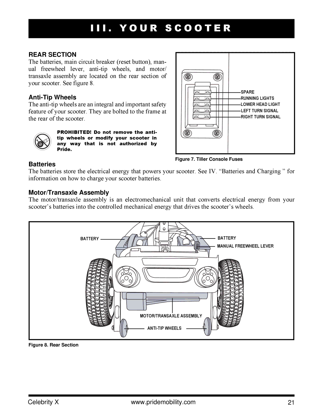 Pride Mobility SC4001, SC4401 manual Rear Section, Anti-Tip Wheels 