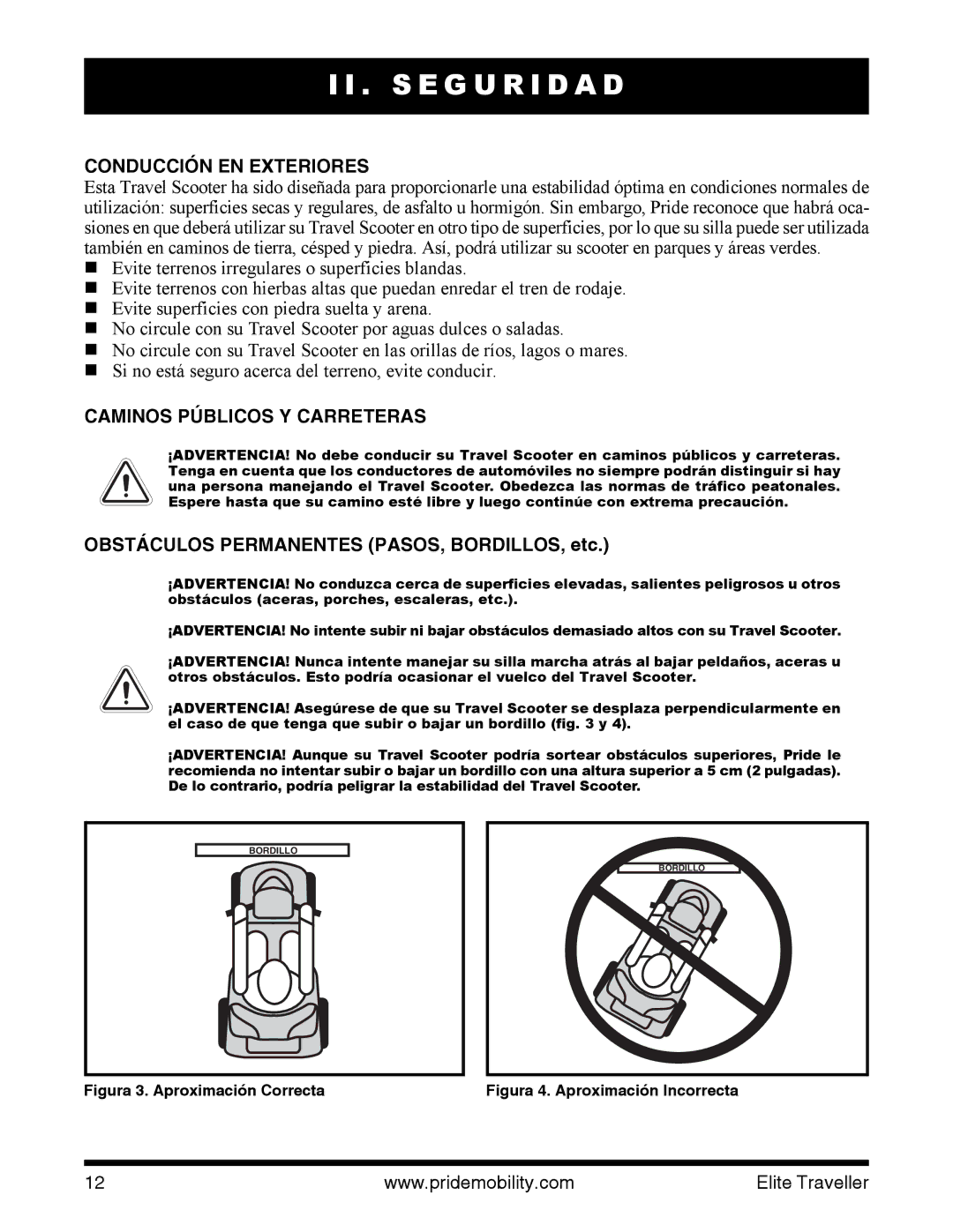 Pride Mobility SC44E, SC40E manual Conducción EN Exteriores, Caminos Públicos Y Carreteras 
