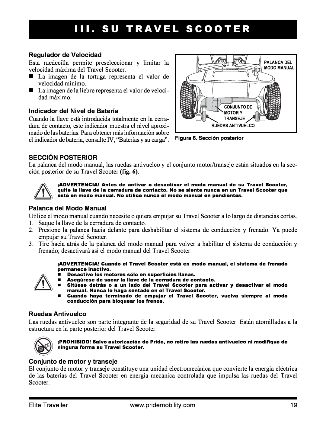 Pride Mobility SC40E Regulador de Velocidad, Indicador del Nivel de Batería, Sección Posterior, Palanca del Modo Manual 