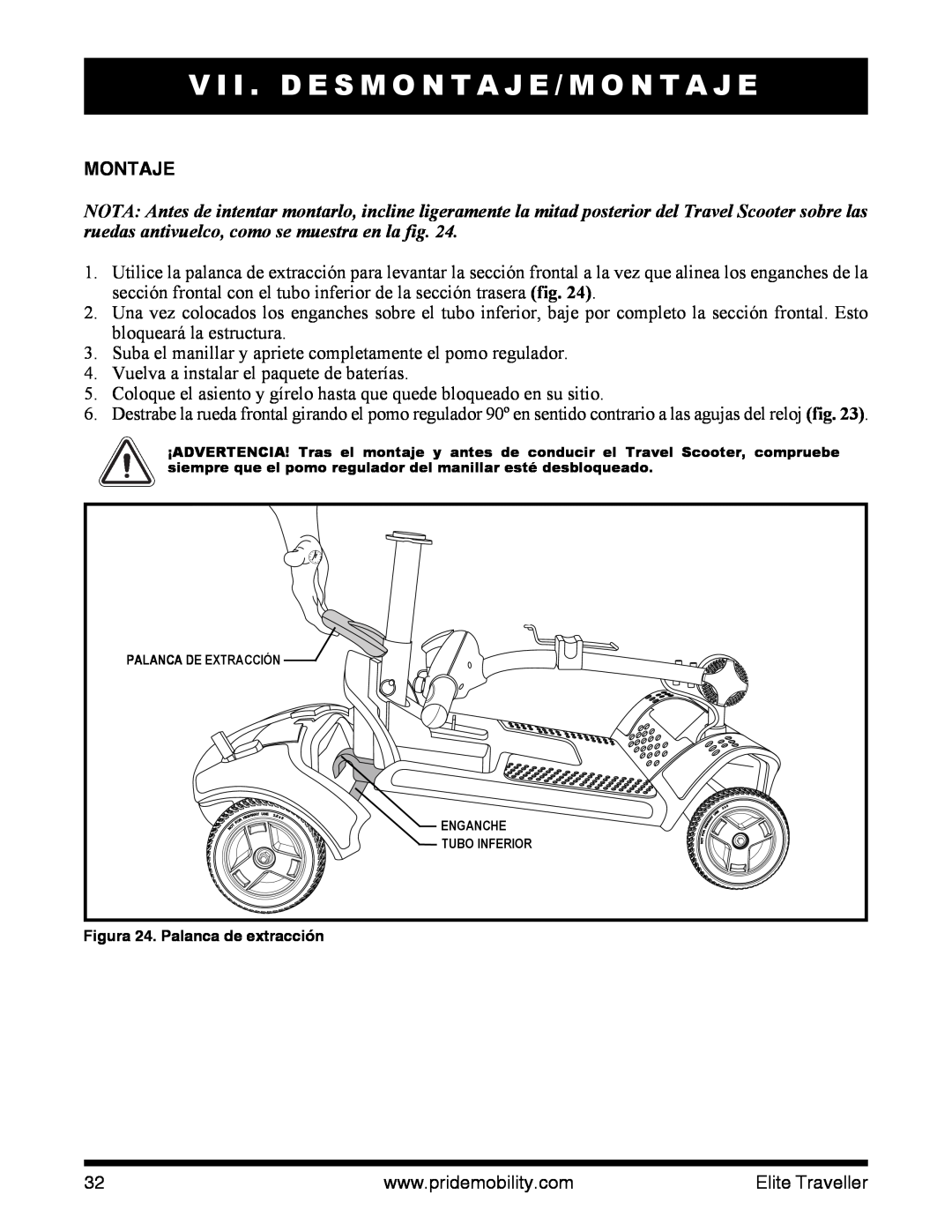 Pride Mobility SC44E, SC40E manual Montaje, V I I . D E S M O N T A J E / M O N T A J E 