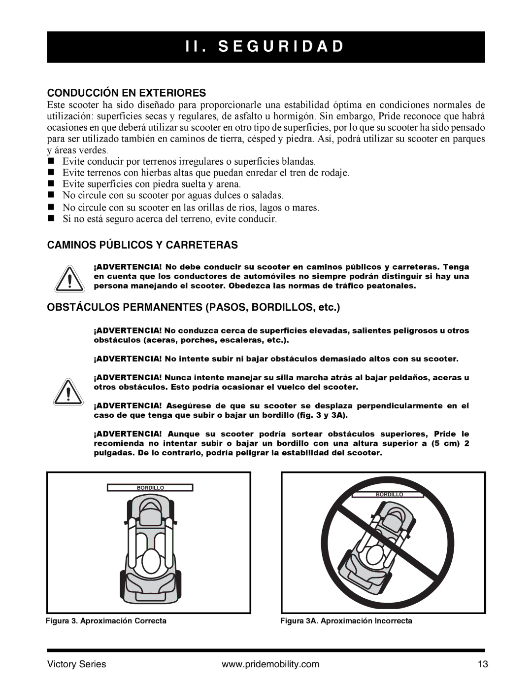 Pride Mobility SC610/SC710 manual Conducción EN Exteriores, Caminos Públicos Y Carreteras 