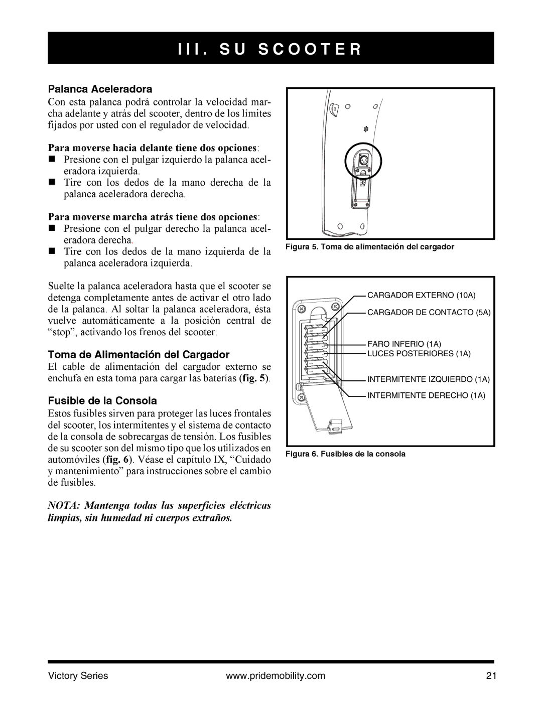 Pride Mobility SC610/SC710 manual Palanca Aceleradora 