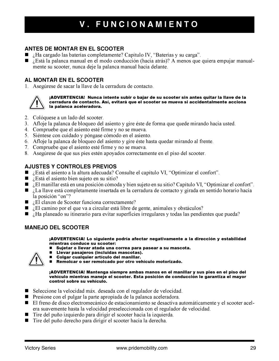 Pride Mobility SC610/SC710 manual U N C I O N a M I E N T O, Antes DE Montar EN EL Scooter, AL Montar EN EL Scooter 